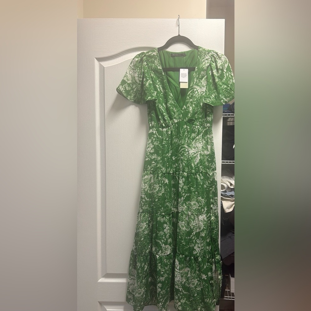 Abercrombie & Fitch Green and White Floral Maxi Dress